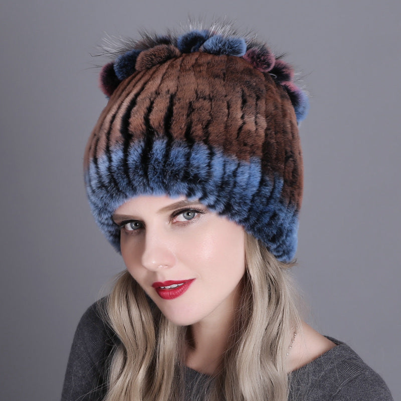Colorful Korean-Style Women’s Warm Thick Fur Knitted Hat