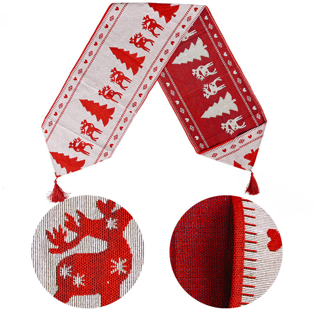 Christmas Electric Embroidered Knitted Cloth Table Runner