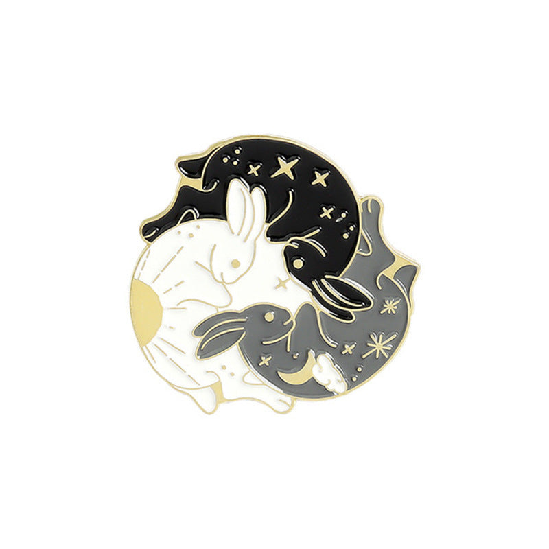 Creative Animal Brooch – Embracing Gossip Illustration Enamel Pin Badge