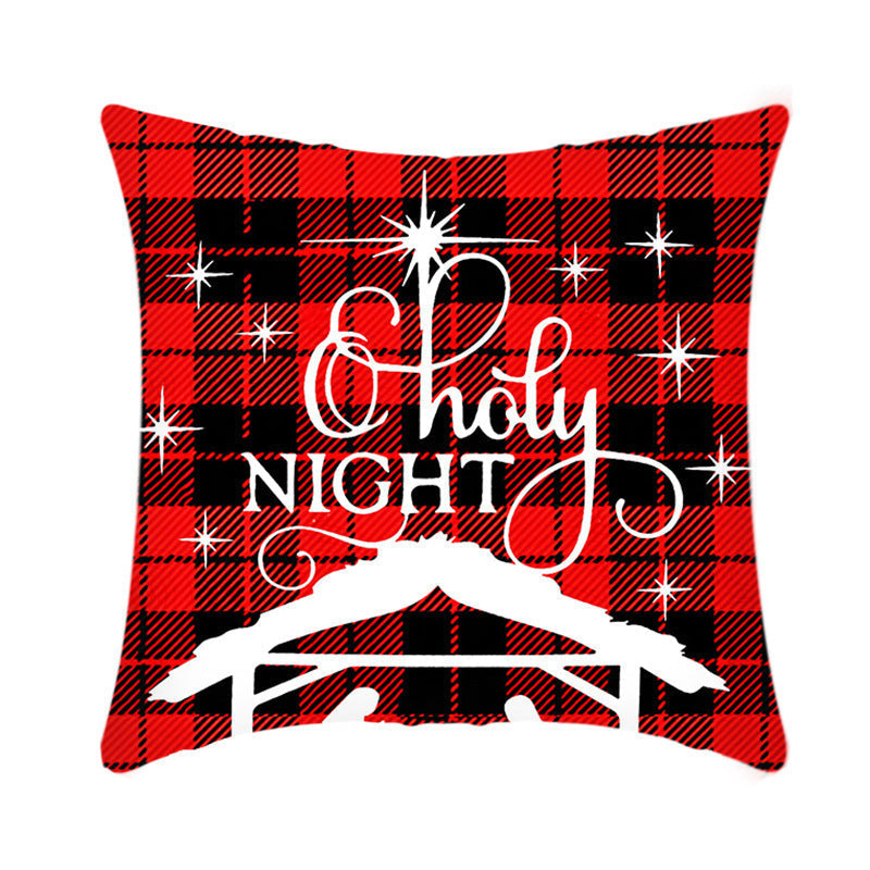 Short Plush Christmas Cushion Cover 45cm Elk Santa Pillow