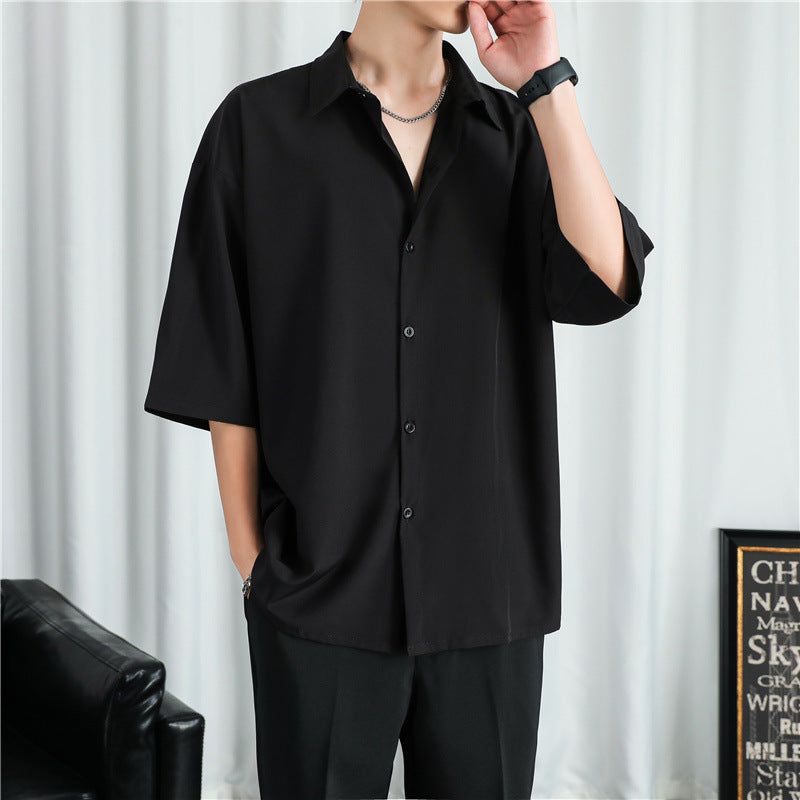 Men's Fashion Casual Loose Solid Color Shirt