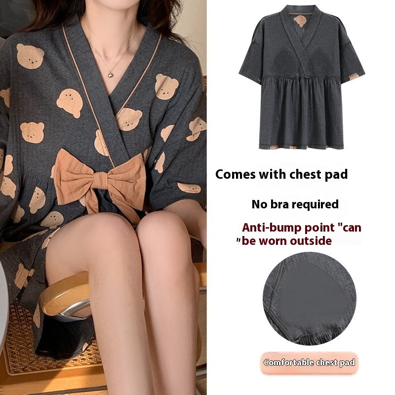 Women's Short Sleeved Cotton Japanese Home Clothing Set