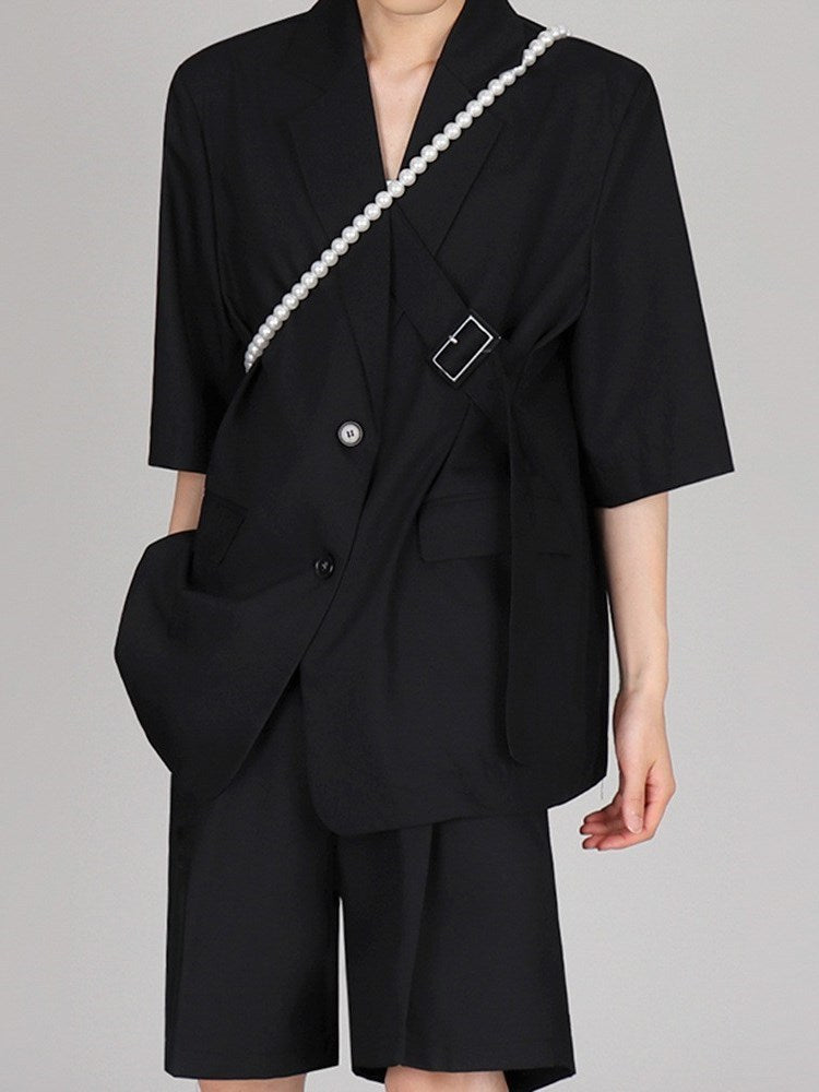Men's Fashion Casual Short Sleeve Suit Coat Set