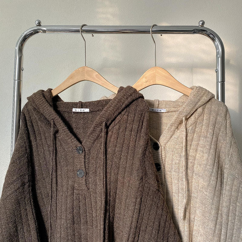 Hooded Rope Pullover Sweater Loose For Women