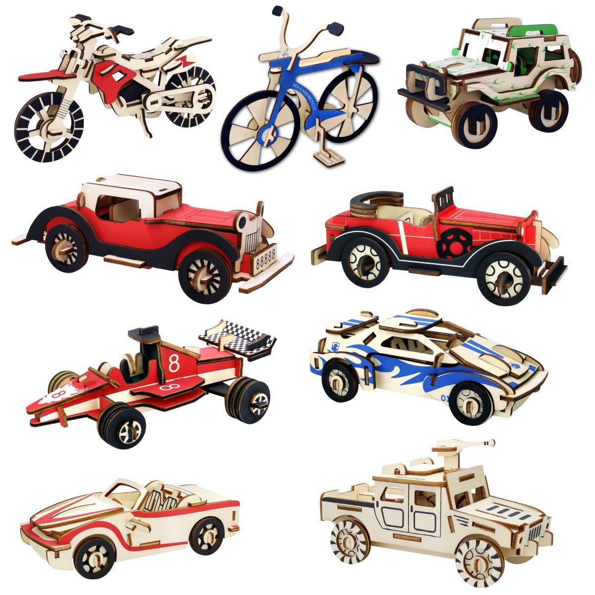 Wooden Stereo Puzzle DIY Car Model Toy