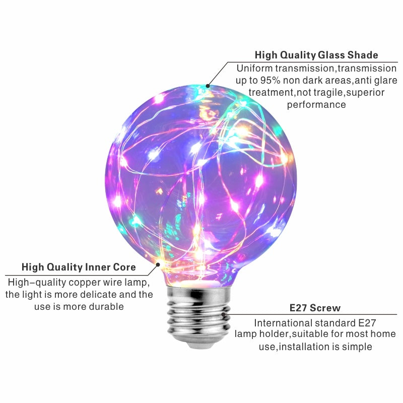 LED Glass Copper Wire Bulb Light