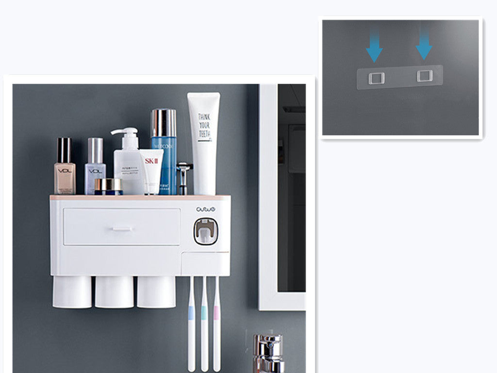 Safe PP Plastic Magnetic Toothbrush Holder With Drawer