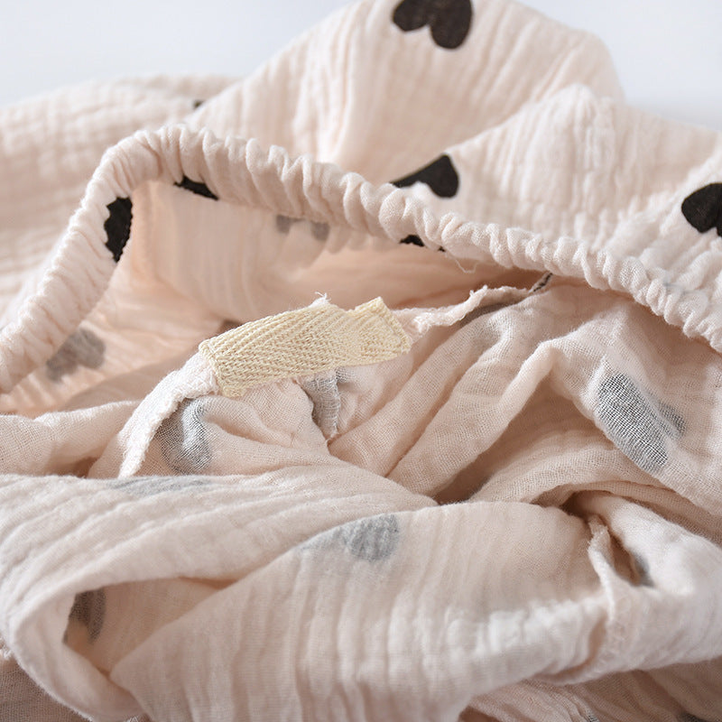 Women's Double Layer Cotton Pajamas Heart Print Homewear