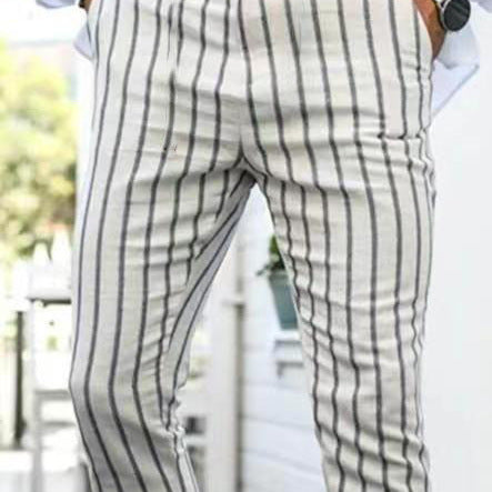 Men’s Slim Fit Suit Pants – Lightweight Summer 3D Printed Trousers