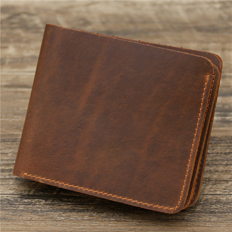 Men's Retro Leather Tri-Fold Wallet – First Layer Cowhide