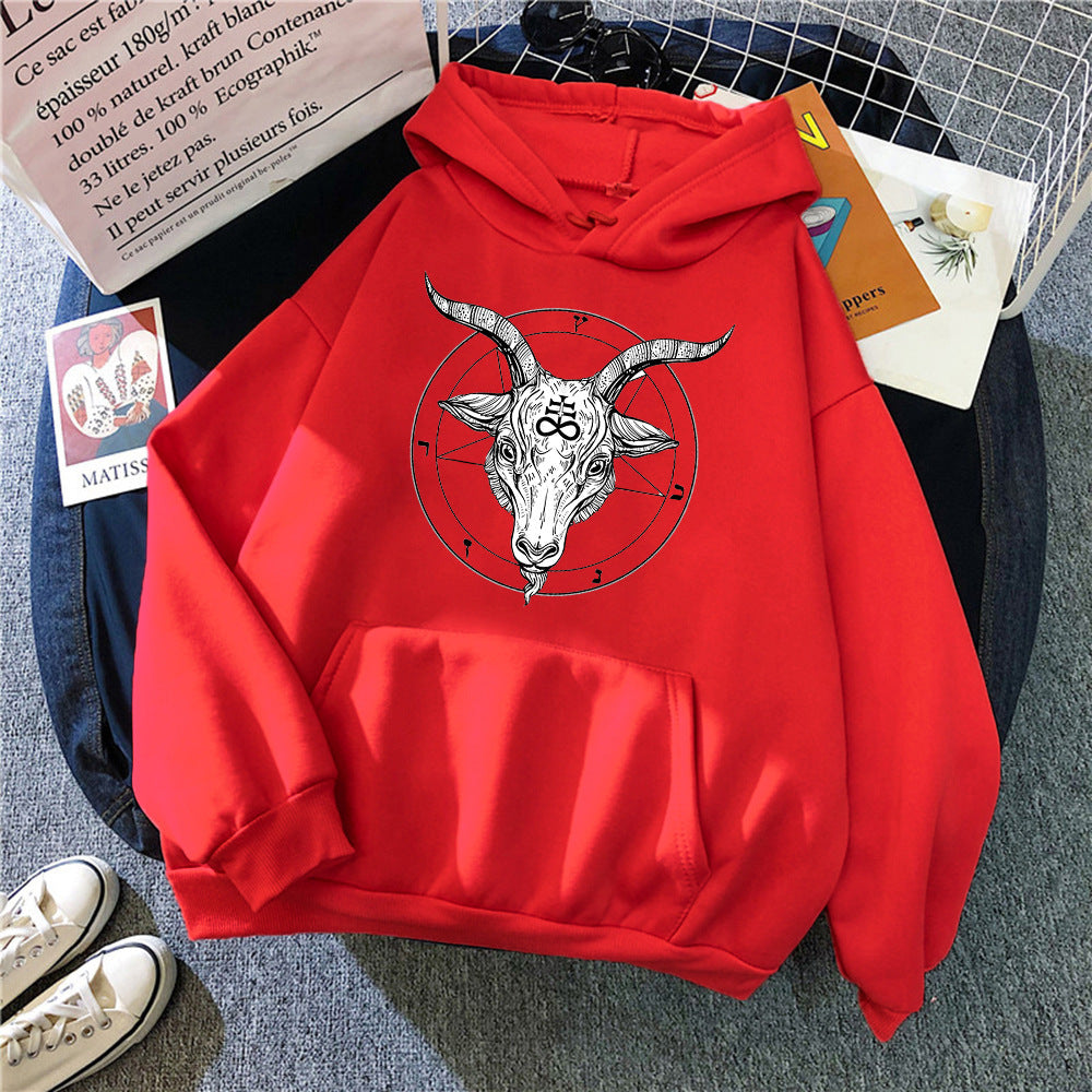 Demon Angel Sheep Head Sweatshirt Men Hooded Jacket