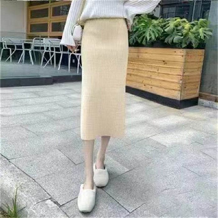 High Waist Straight Skirt – Long Slimming Sweater Dress