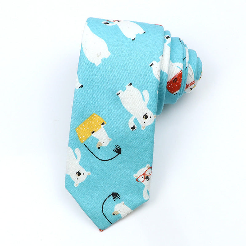 Cartoon Print Cotton Bow Tie – Casual Style