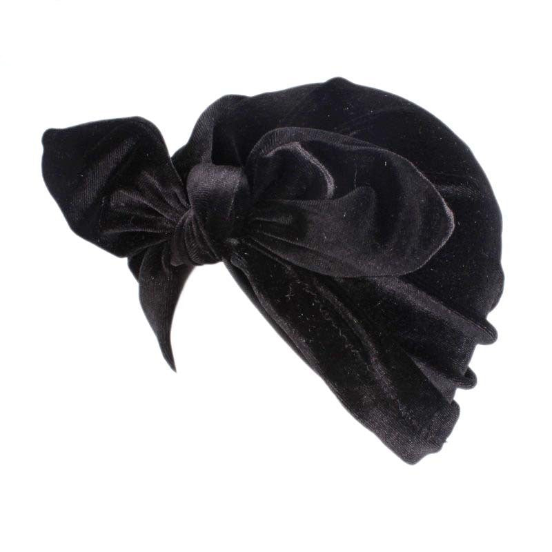 Wild Style Monochrome Velvet Rabbit Ears Dome Turban Hat