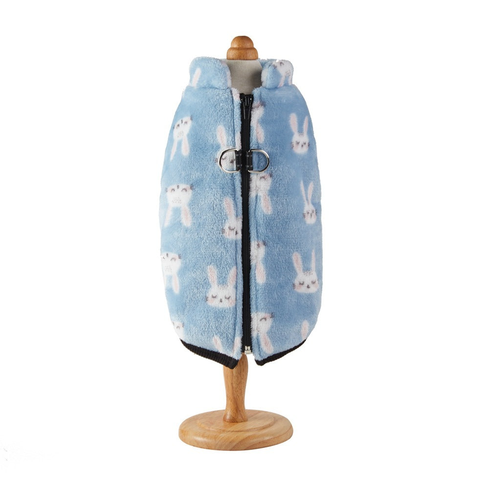 Pet Coat Zipper Flannel Plus Velvet Thickened Vest