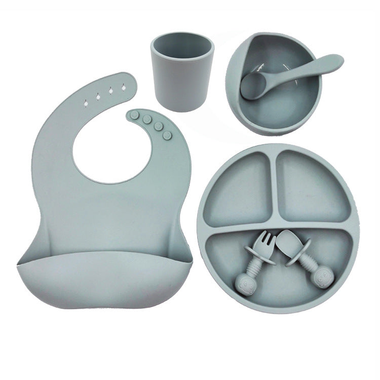 Unisex Baby Silicone Bib And Cutlery Set Minimalist Cut