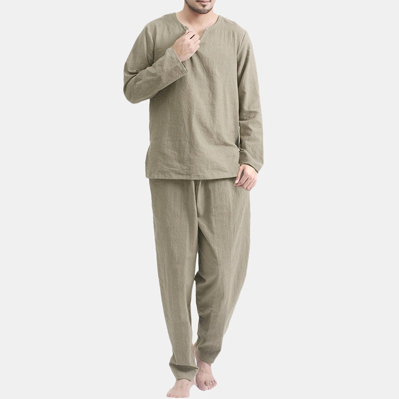Unisex Casual Two Piece Cotton Blend Pajama Set Relaxed