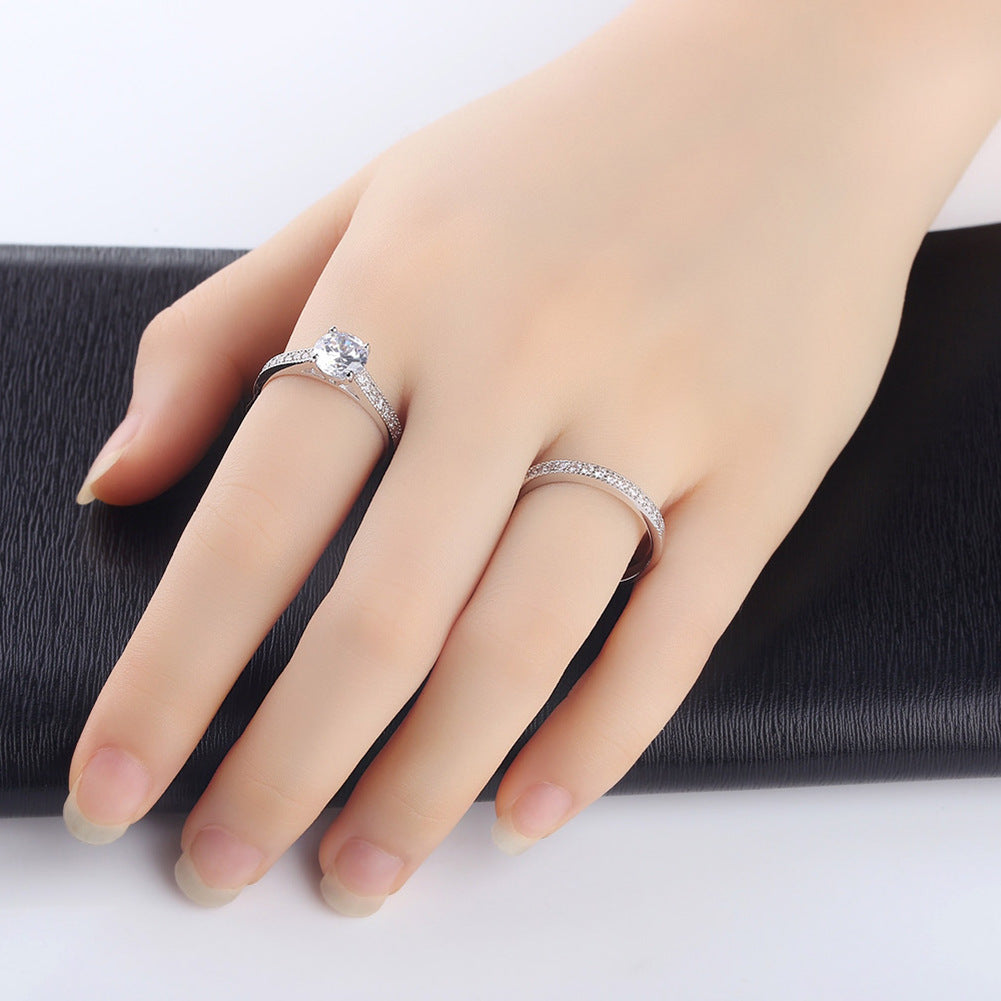 Elegant Geometric Copper Engagement Ring with Inlaid Zircon Stones