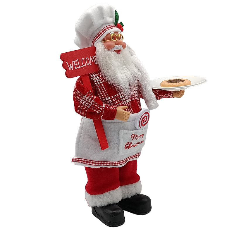 In Stock Direct Supply Standing Chef Santa Claus Christmas Party Scene Decoration Ornaments