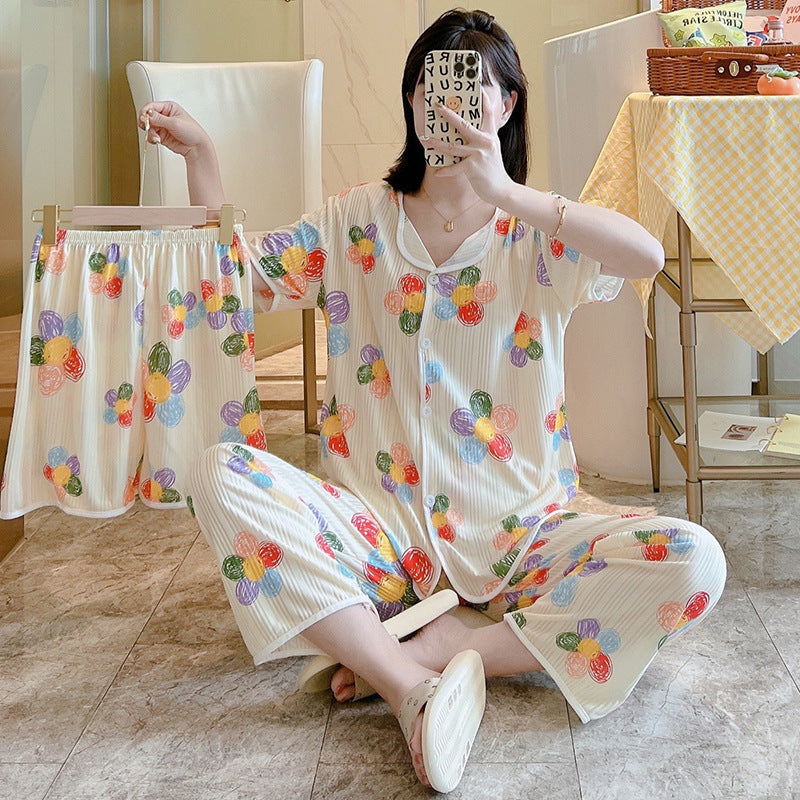 Women's Fashion Casual Printing Cotton Outer Wear Three-piece Suit