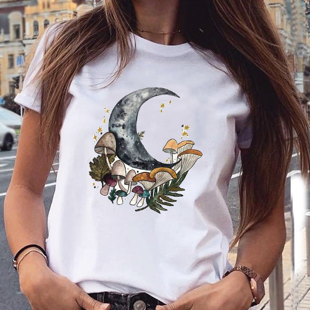 Foreign Trade New Red Wine Glass Electrocardiogram Printing Pattern Spot Short-Sleeved Shirt T-Shirt