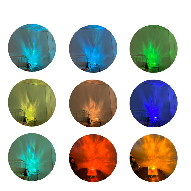 LED Water Ripple Projection Crystal Table Lamp with RGB Dimmable Ambient Night Light