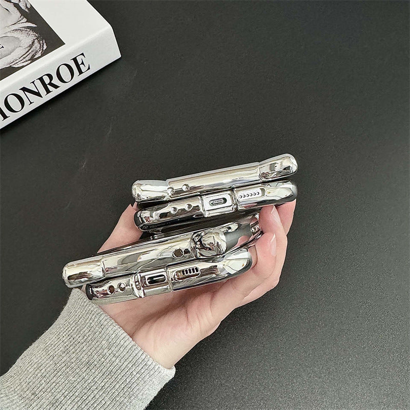 Ins Electroplating Edge Cat Ear Transparent Folding Phone Case