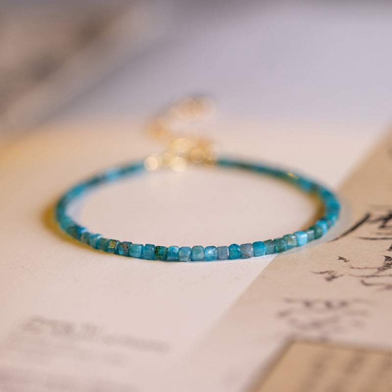 Women's Natural Blue Apatite Crystal Bracelet