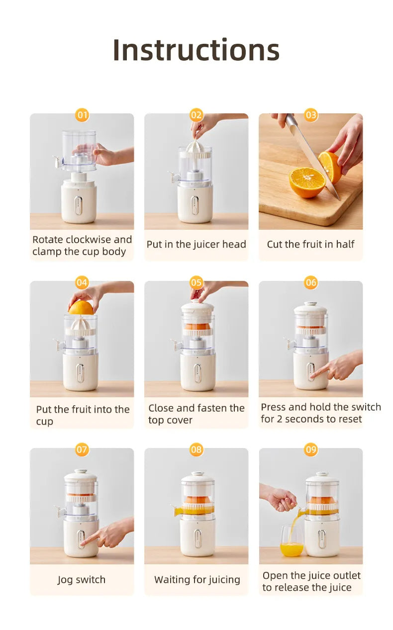 Multifunctional Wireless Electric Juicer – USB Rechargeable Mini Fruit Blender & Citrus Squeezer