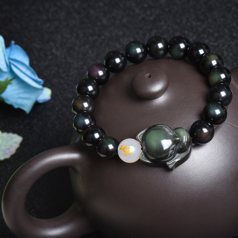 Natural Obsidian Bracelet Zodiac Guardian