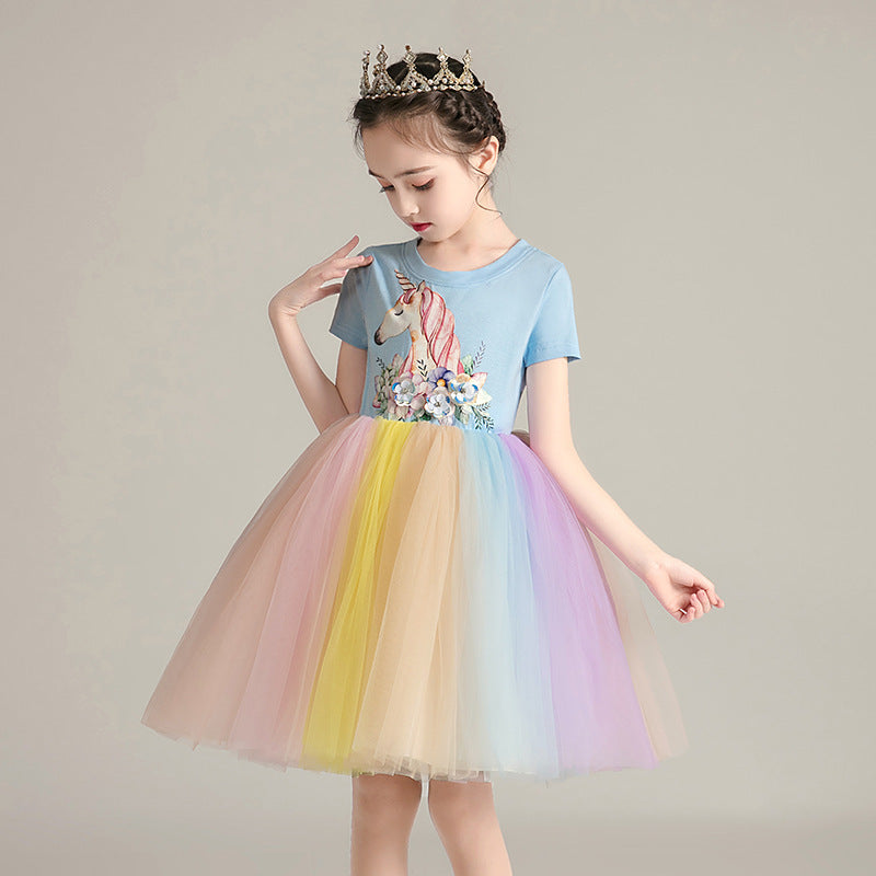 Rainbow mesh princess dress