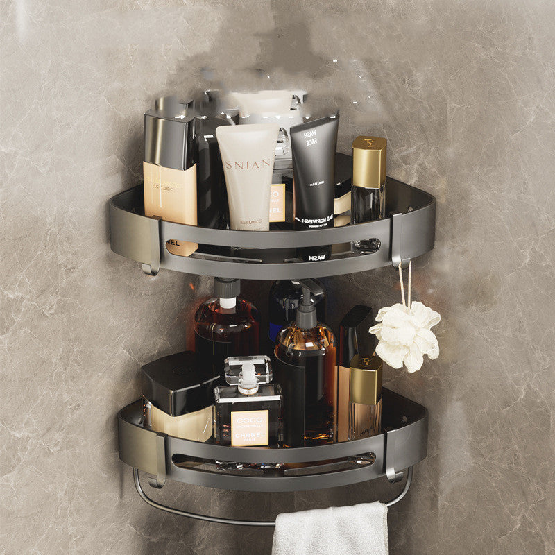 Bathroom Triangle Shelf – Wall-Mounted Perforated Simple Corner Storage Rack