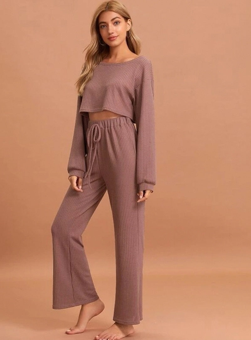 Women's Two Piece Polyester Print Home Wear Set Relaxed Fit