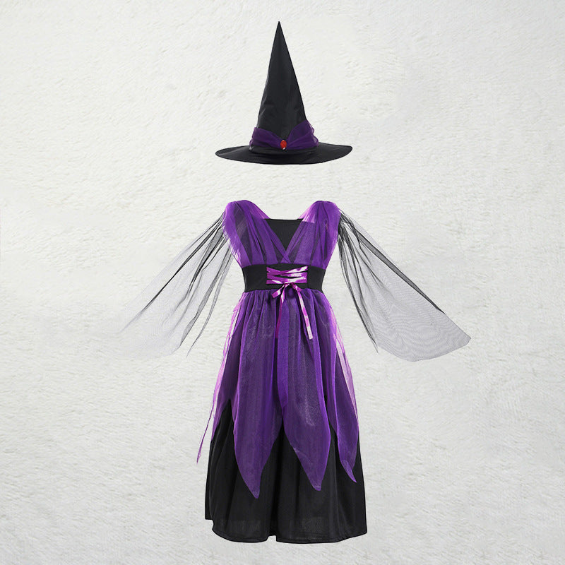 Children’s Halloween Witch Costume Dress with Hat
