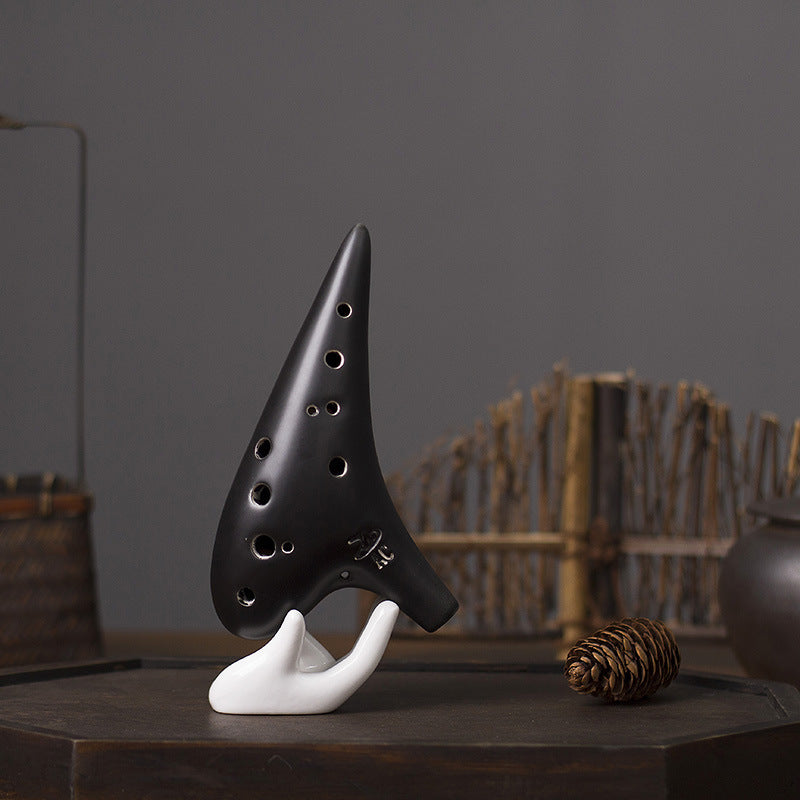 Black Ceramic 12-Hole Alto C Ocarina Musical Instrument
