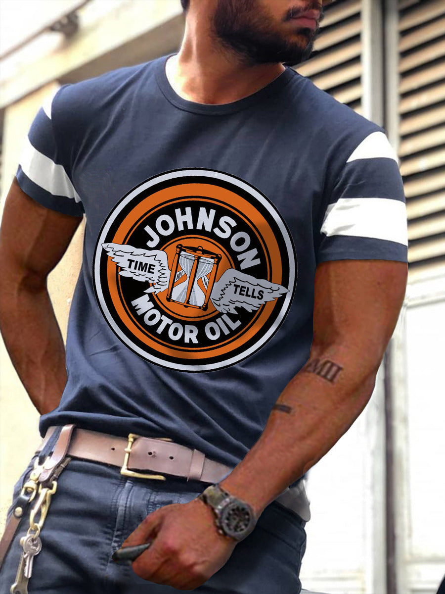 Men's Sports Round Neck Slim Youth Printed T-shirt