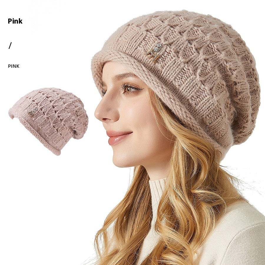 Knitted Hat Double-layer Thickened Rabbit Fur Pile Heap Cap