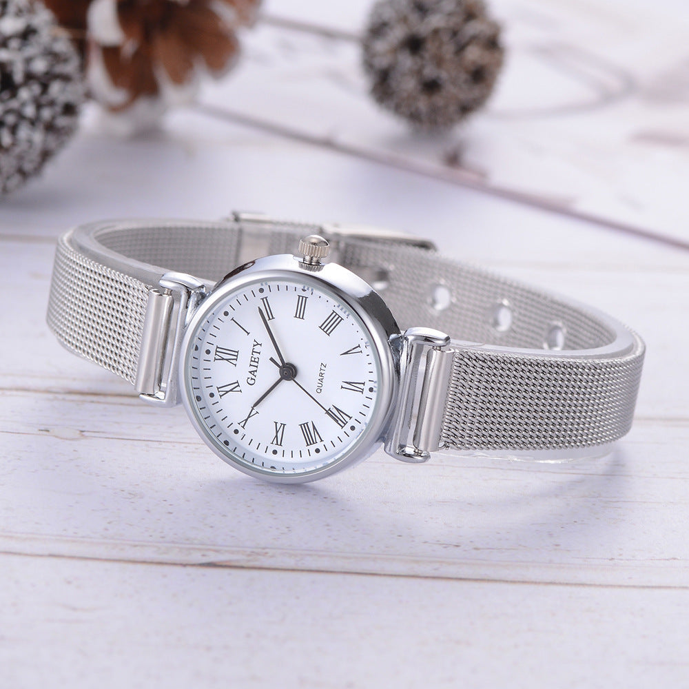 Elegant Roman Numeral Quartz Watch with Alloy Strap and Pin Buckle