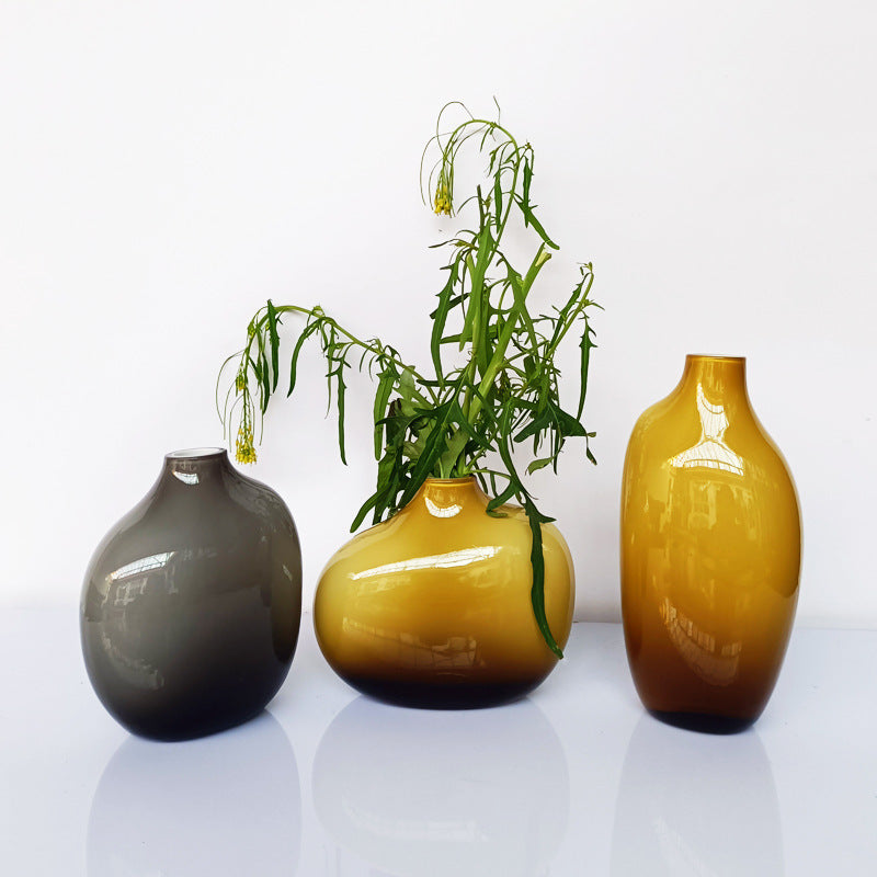 Nordic Light Luxury Glass Small Vase Ornament Decoration Retro