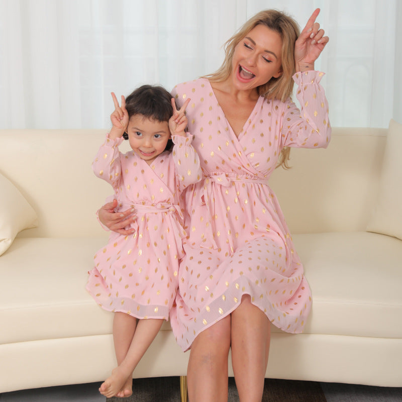 Baby Romper Woven Mother And Daughter Sling Dress