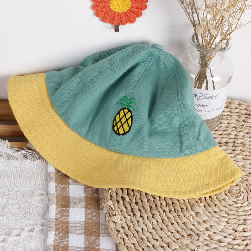 Unisex Kids Cotton Embroidered Fruit Fisherman Hat