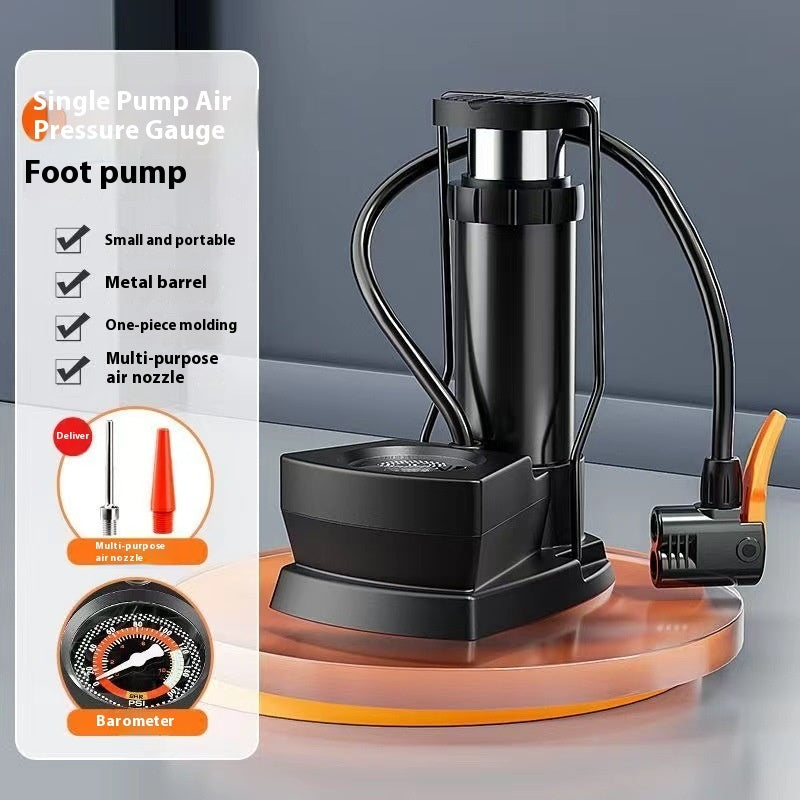 Foot Tire Pump for Bicycles – Single & Double Cylinder Options with High-Pressure Ball Needle and Pressure Gauge