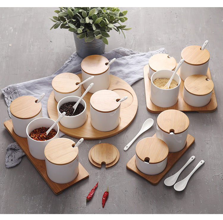 Chinese Creative Ceramic Seasoning Jar Set – Elegant Spice Storage