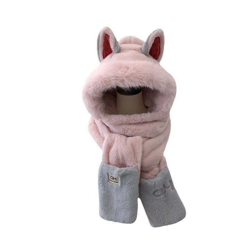 Winter Warm Cartoon Plush Bonnet for Women – Ear Protection Cozy Hat