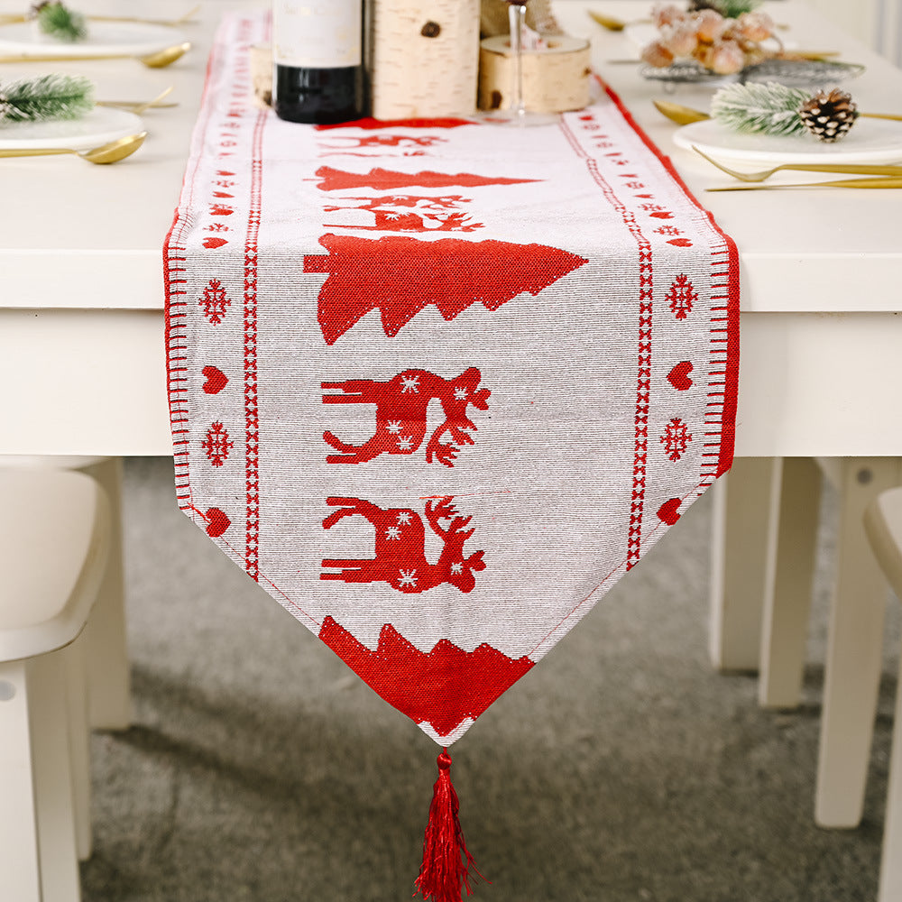 Christmas Electric Embroidered Knitted Cloth Table Runner