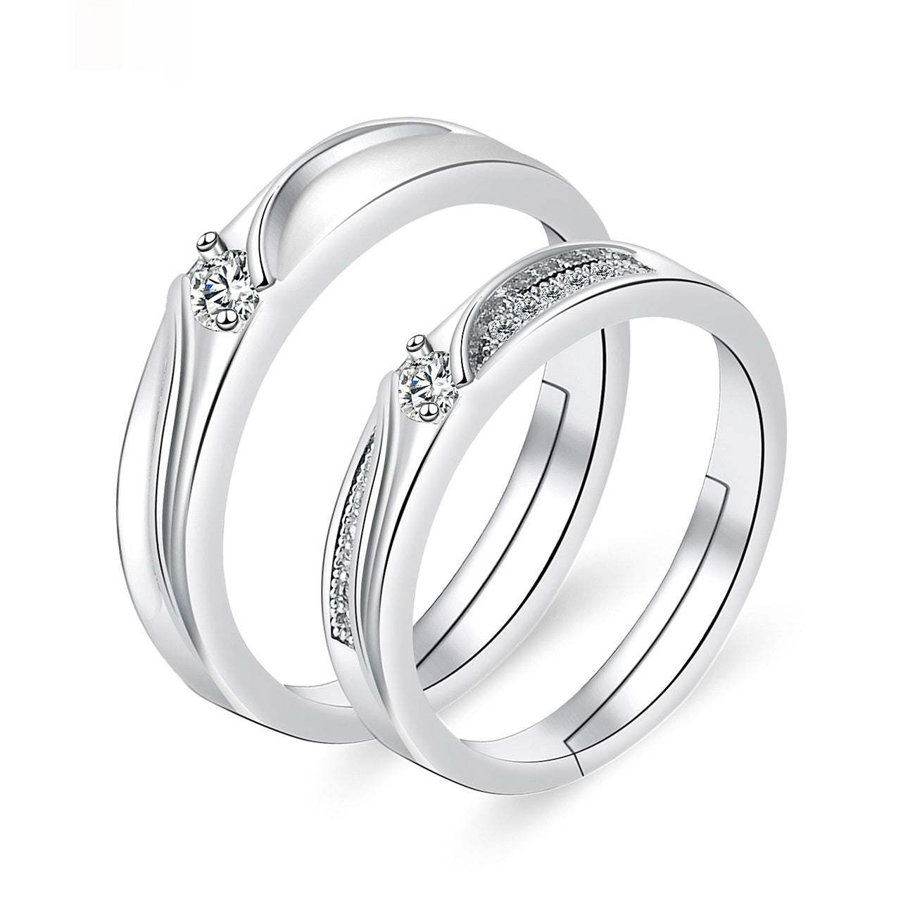 Elegant Crown-Shaped Moissanite Electroplated Copper Couple Rings Set