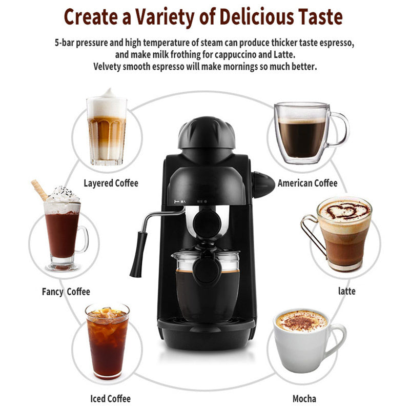 Compact Italian-Style Semi-Automatic Home Mini Espresso Machine
