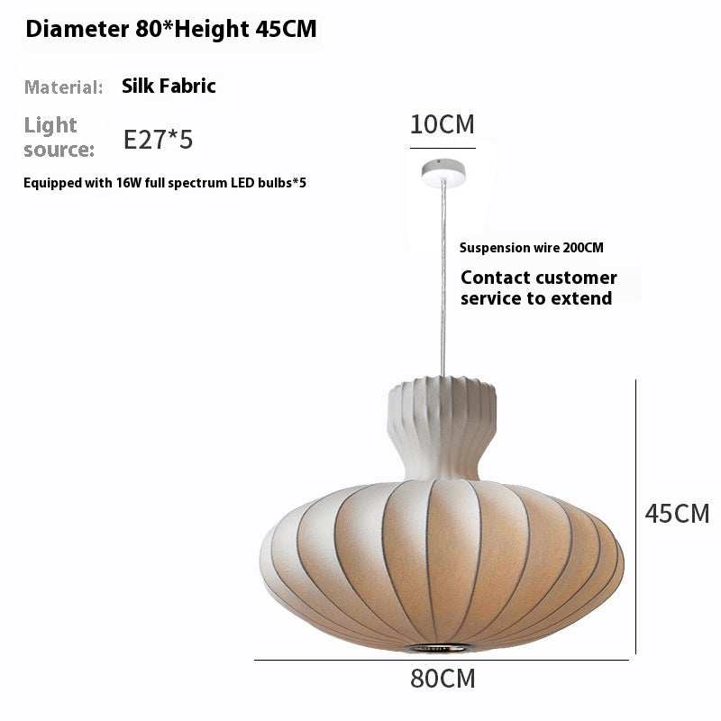 Silk And Stainless Steel Retro Chinese Chandelier 36V