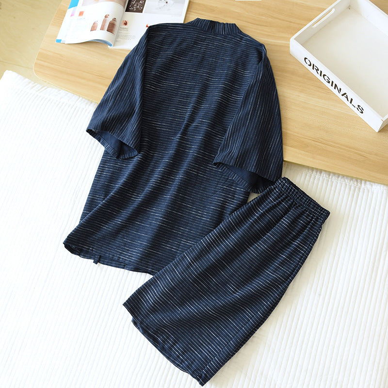 Men's Kimono Pajamas Spring And Summer Cotton Bathrobe Plus Size Pajamas Suit Men's Cotton Homewear