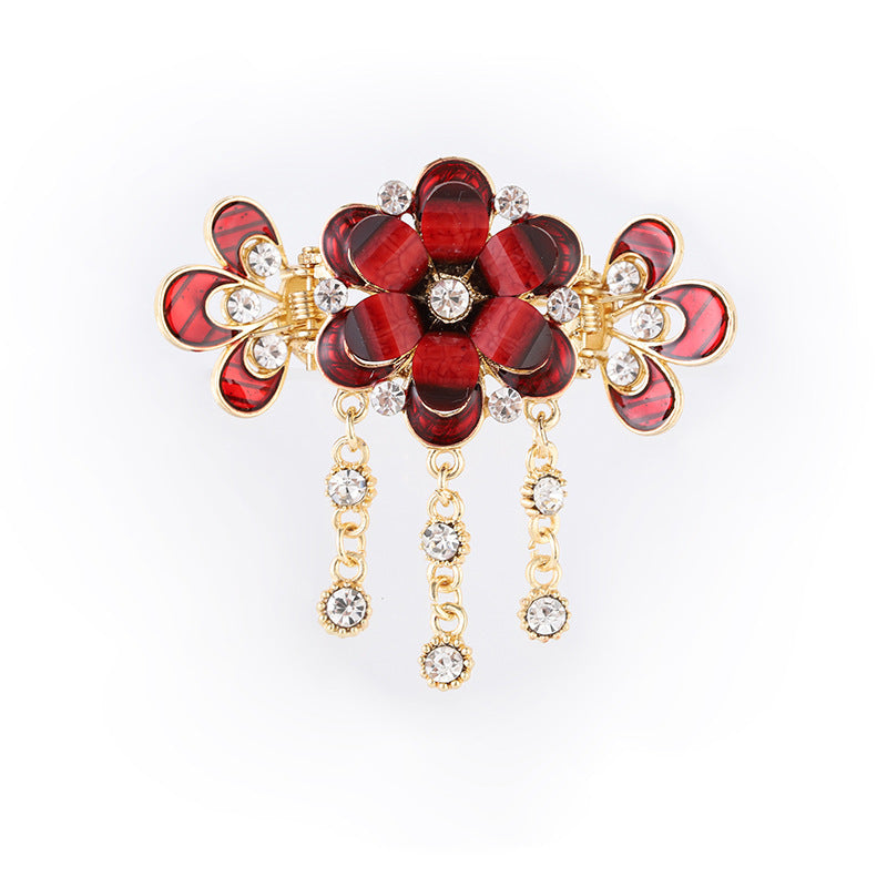 Vintage Plate Back Head Fringe Clip